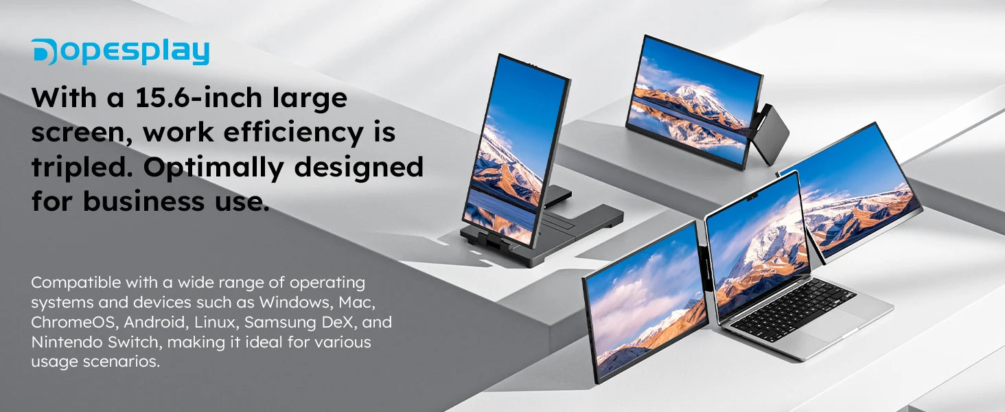 15.6inch Triple Screen Extender For Laptops 1080P FHD IPS Portable Dual External Monitors For Macbook Windows Extension 13-17