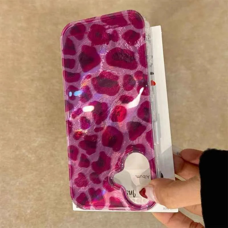 Purple Leopard Print Glacier Pattern Phone Case For iPhone 17 16 15 14 13 12 11 Pro Max XS XR 7 8 Plus 16e Shockproof Back Cover