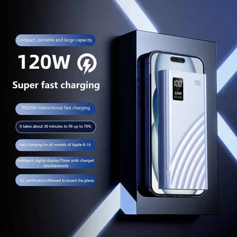 2025 New CCC Certified 20000mAh 74Wh 120W טעינה מהירה Type C Digital Display Magnetic Power Bank for iOS Android