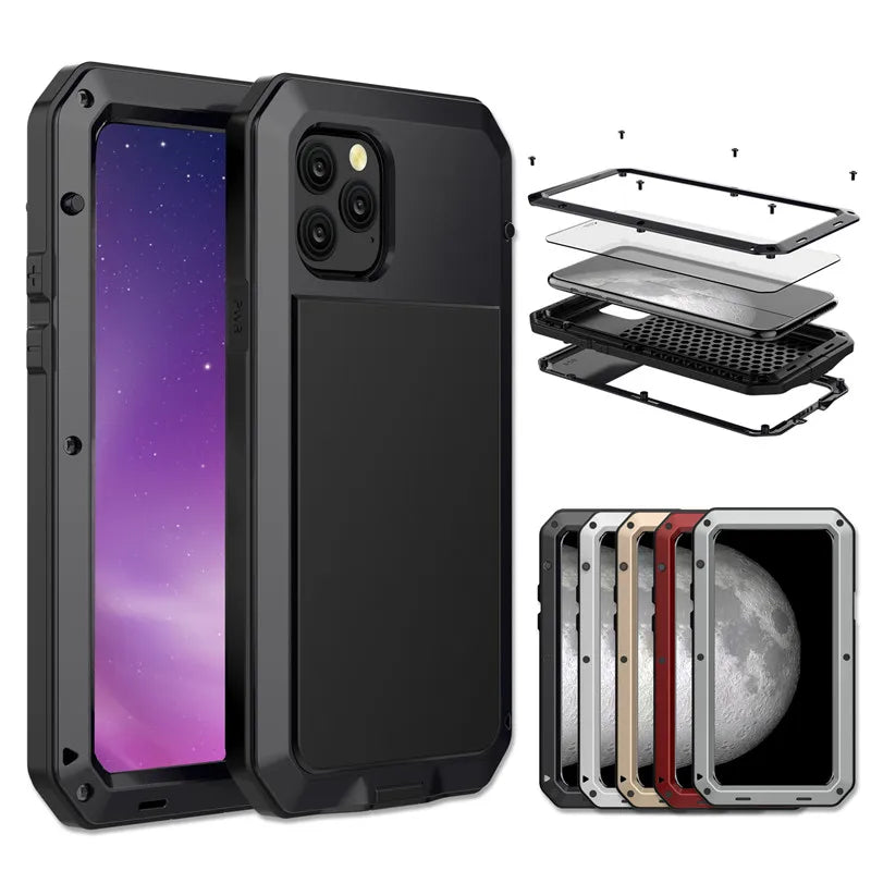 Heavy Duty Metal Aluminum Phone Case for iPhone 14 13 12 11 Pro Max XR XS 6 6S 7 8 Plus X SE Doom Armor Shockproof Case Cover