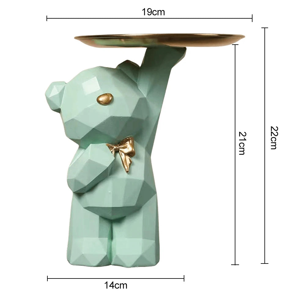 Resin Storage Box Crafts Geometric Bear Resin Desk Decoration Candy Sundries Household Supplies for Office Coffee Shop