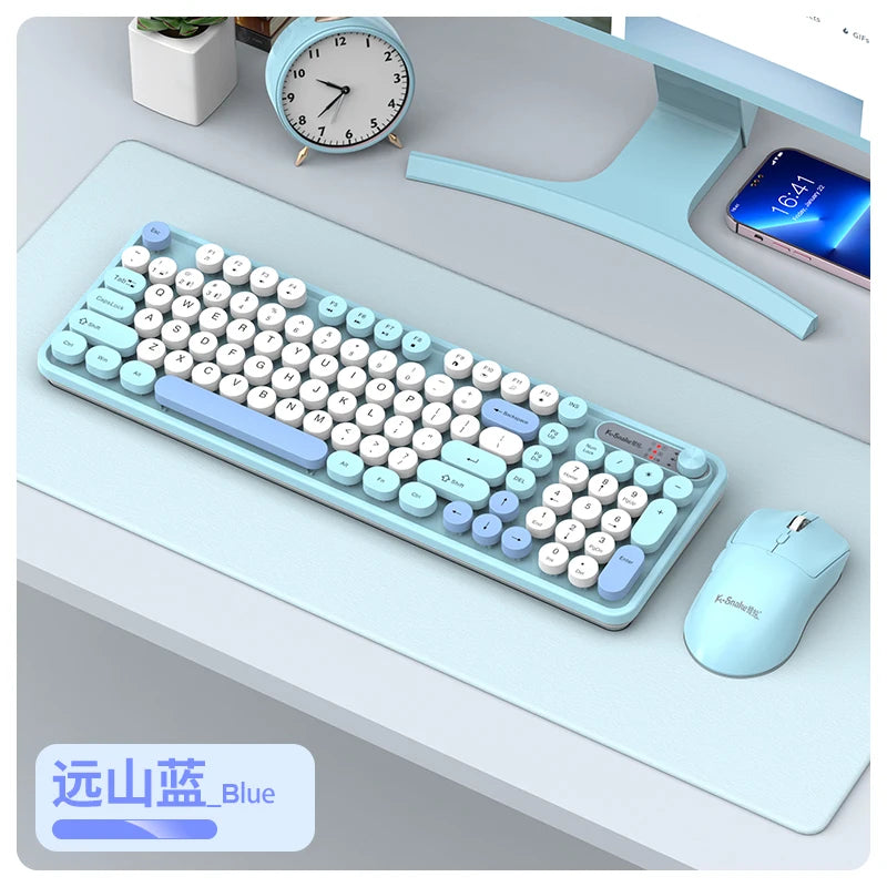 K-snake Wk300 Bluetooth wireless keyboard and mouse set punk keycap mute with volume knob computer office universal