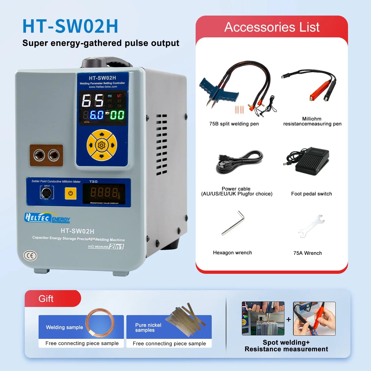 Heltec 21KW 36KW 42KW Capacitor Storage Battery Spot Welding Machine/Portable Small Spot Welder LED Display 0.5mm Thickness