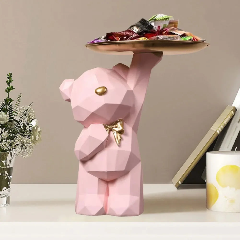 Resin Storage Box Crafts Geometric Bear Resin Desk Decoration Candy Sundries Household Supplies for Office Coffee Shop