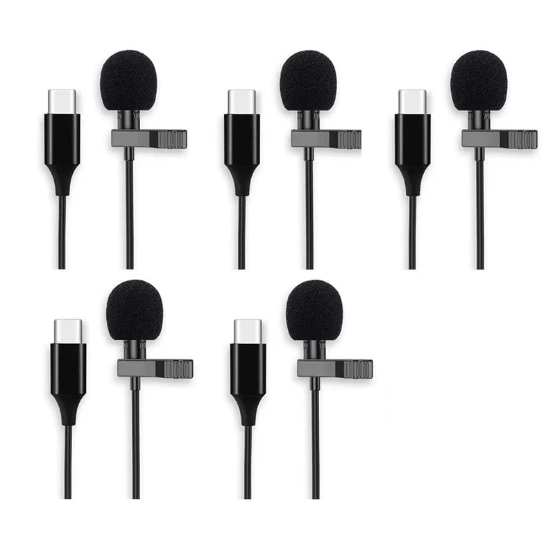 1/3/5pcs Portable 3.5mm/Type C Mini Microphone For Phone Clip-On Lapel Lavalier Professional Mic For PC Laptop Mobile Microphone