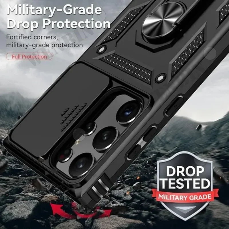Case For Samsung S26 S25 S24 S23 Ultra Plus S25 FE A56 A36 Heavy Duty with Camera 360 Degree Rotate Kickstand Shockproof Cover