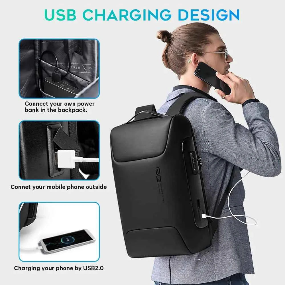 BANGE Anti-Thief 15.6 inch Laptop Backpack with Lock Multifunctional Backpack WaterProof for Business Shoulder Bags for Travel
