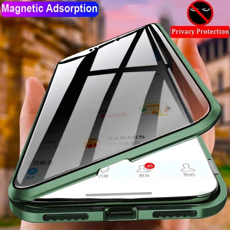 Anti Peeping Metal Phone Case For Samsung Galaxy S25 S24 S23 S26 Ultra Plus 360 Degree Privacy Protection Magnetic Phone Cov