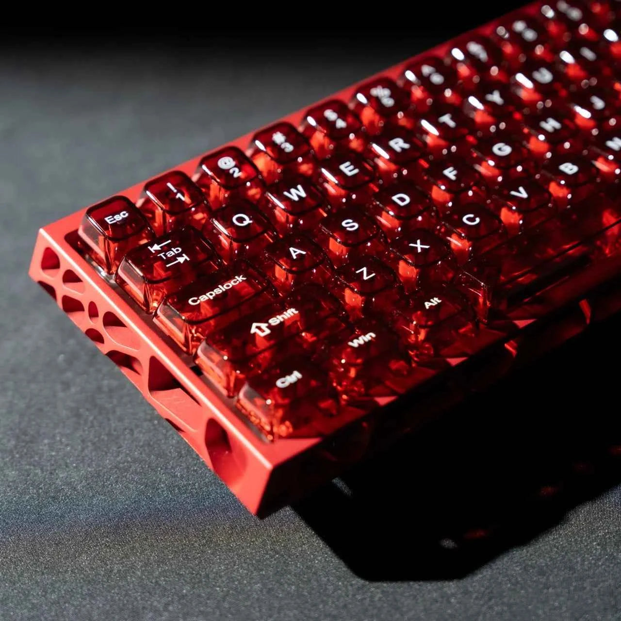 Womier 115 Keys Clear Keys Red Transparent Keycaps MDA Profile Crystal Ceramic Custom Keycaps Set
