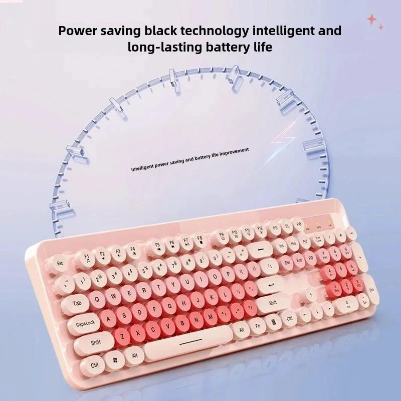 Green Wireless Keyboard And Mouse Set Punk Desktop Laptop Office Color Fingerboard
