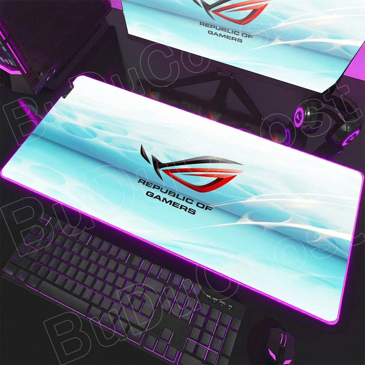 600x300x3mm RGB Gamer Glowing HD Keyboard Mat Asus Office Table New ROG Art Design Colorful LED Mouse Pad Rubber Non-slip Carpet