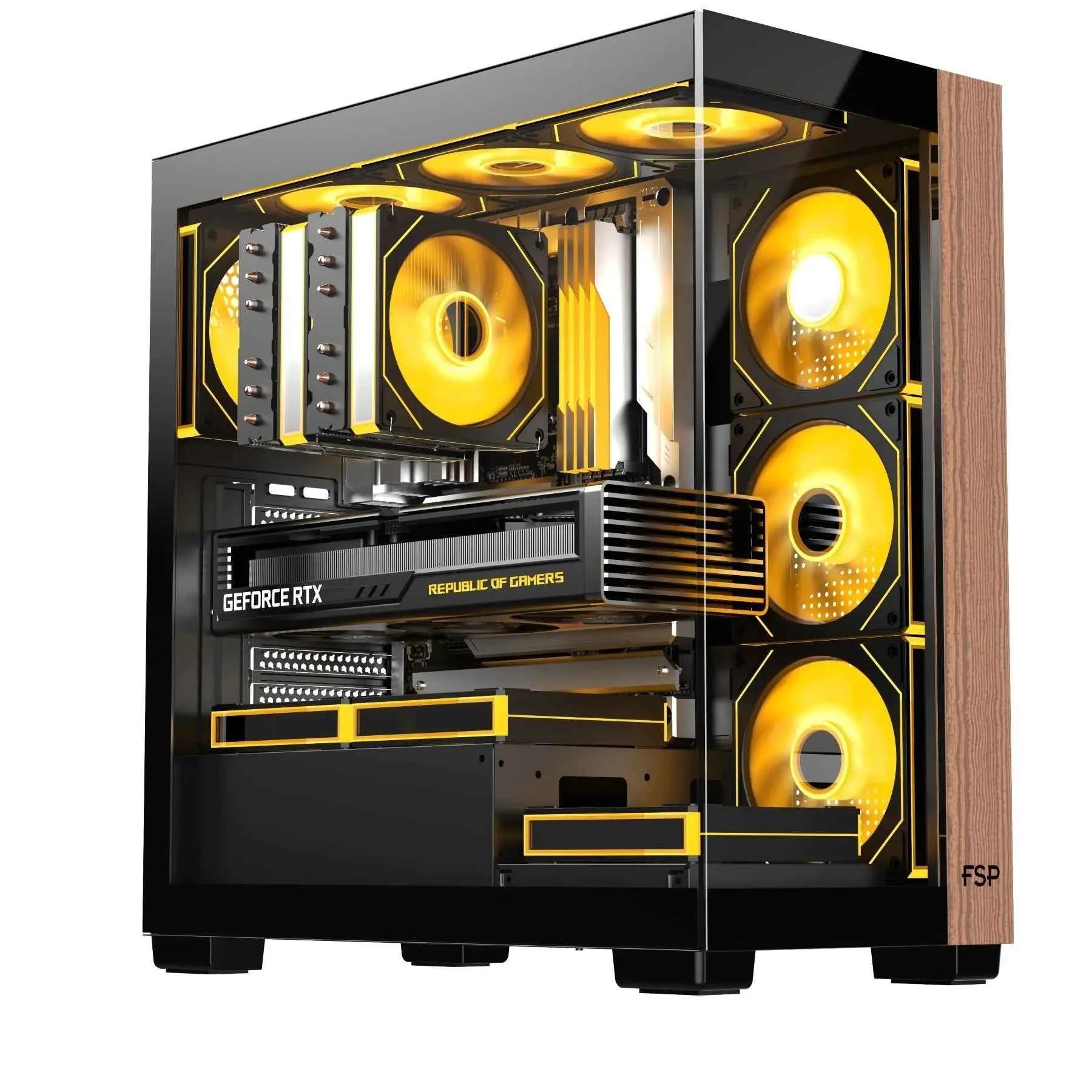 F1 Itx Case Walnut Sea View Room Desktop Computer Case With Glass Side View Support Matx/Atx Board E-Sports Game Computer Case