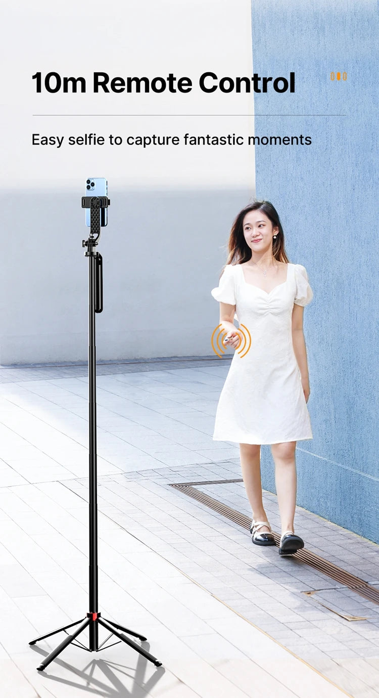 Ulanzi MA09 1.8m Selfie Stick Tripod for iPhone 17 15 Android Phone with Remote Control Panoramic Ball Head Holder U200 VL49 Kit