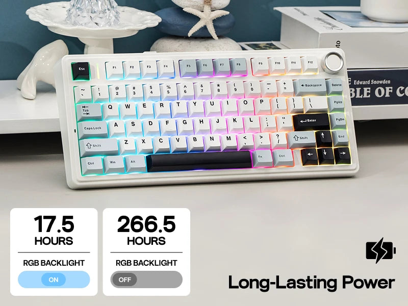 EPOMAKER x AULA F75 75% ANSI Layout Hot-Swap Wired/Bluetooth/2.4GHz Wireless Mechanical Keyboard With Multimedia Control Knob