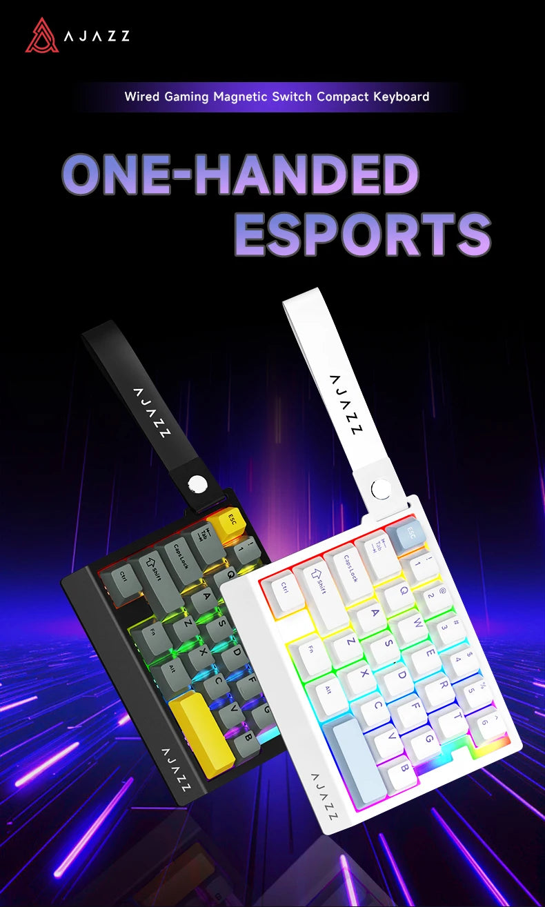 AK029 Wired Gaming Keyboard, 20 RGB Modes, 29 Keys, Hot-Swappable, Aluminum Panel