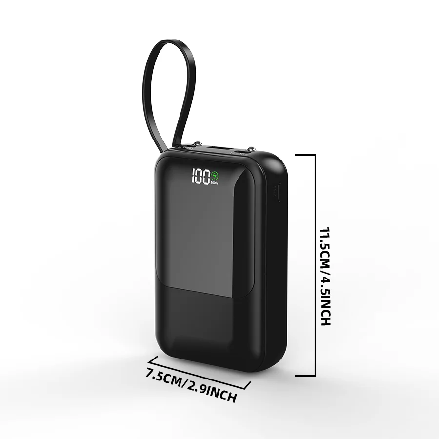 10000mAh Portable Power Bank for Universal Devices Super Fast Charging with Built-in Cable Large Capacity Power Bank for iPhone Samsung Huawei Xiaomi