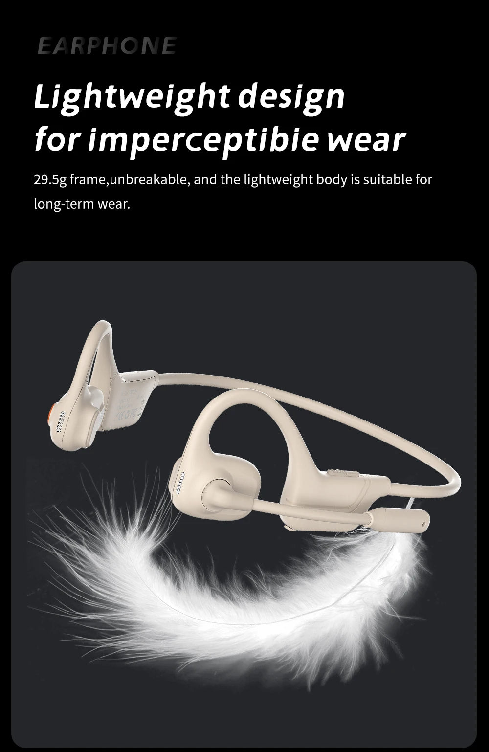 Professional air conduction HIFI sound quality wireless noise reduction Bluetooth headset with microphone suitable for work meet