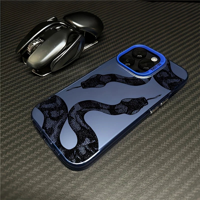 Black Snake, Laser Drop Resistant Color Silver, For iPhone17 16 15 14 13 12 11 Pro Max Plus Case Energy Case