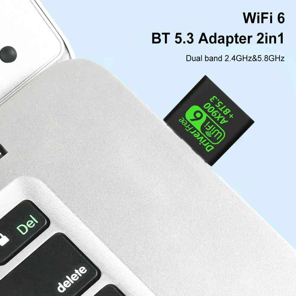 USB WiFi 6 Bluetooth 5.3 Adapter, USB WiFi Network Wireless Wlan Receiver, Dual Band 2.4/5.8GHz, Mini USB WiFi Dongle Driver Free