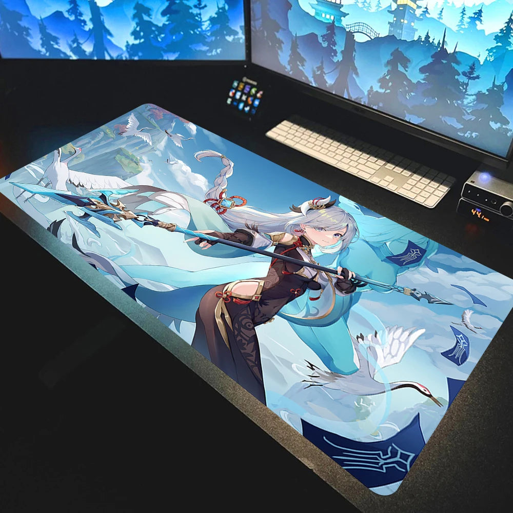 Anime Mousepad Genshin Impact Mouse Pads Gamer Mat Xxl Pc Accessories Desk Protector Keyboard Pads Computer Desks Gaming Mats