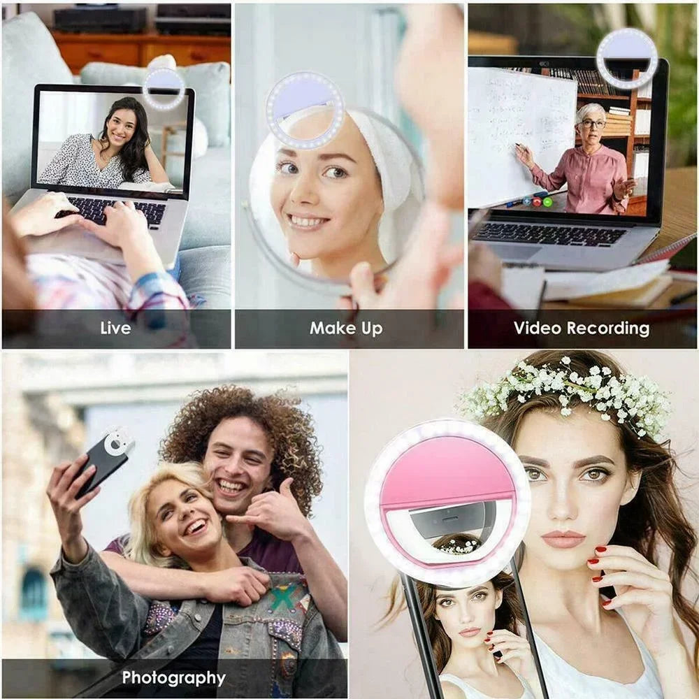 LED Selfie Ring Light for Mobile Phone Lens Selfie Light for IPhone, Samsung, Xiaomi, POCO Mobile Phone Portable Selfie Light