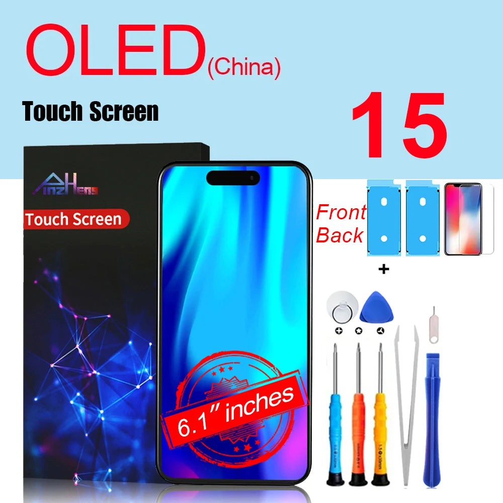 PINZHENG High Quality Screen INCELL LCD OLED For iPhone 14 Pro 15 Plus 13 Pro Max Display For iPhone Replacement With Tools