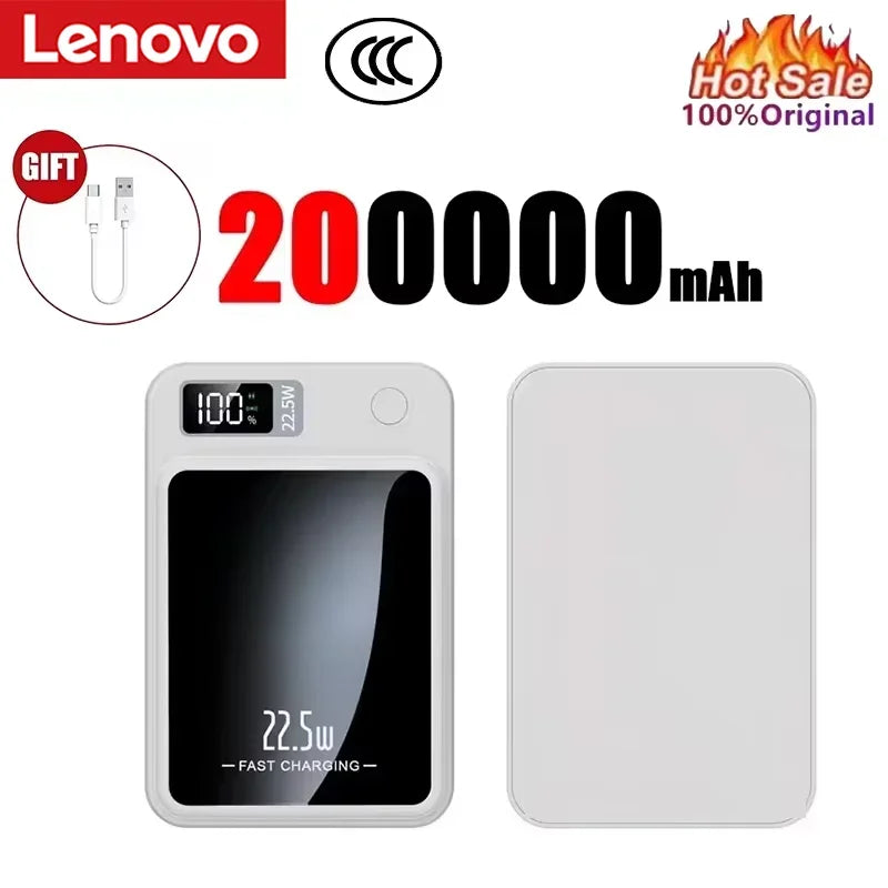 Lenovo New 500000mAh Magnetic Power Bank Fast Wireless Charging Portable Auxiliary Battery for MagSafe Samsung Huawei iPhone