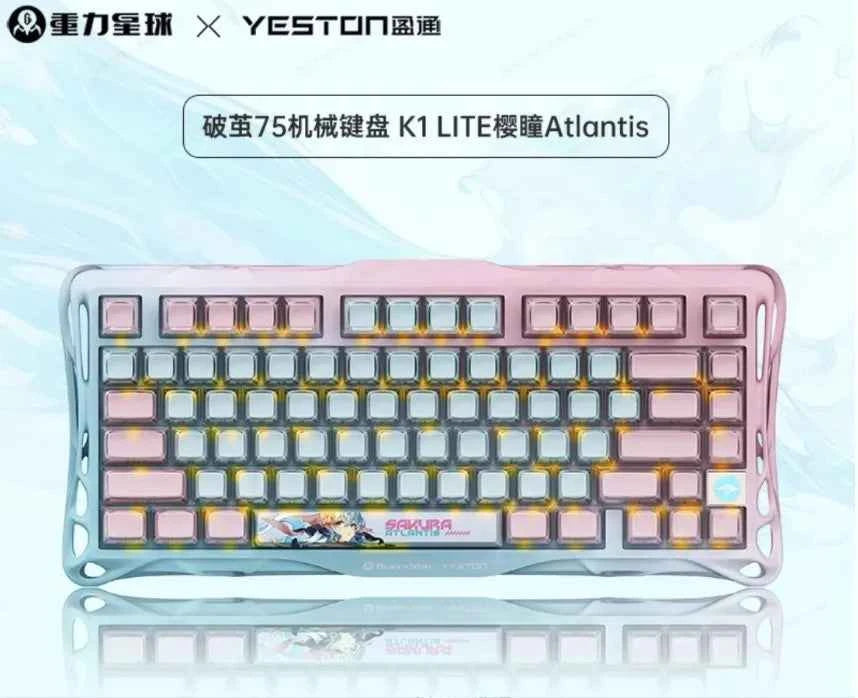 Gravastar K1 Bluetooth Wireless Mechanical Keyboard Aluminium Alloy Tri-Mode RGB E-sports Gaming Keyboard Custom PC Accessories