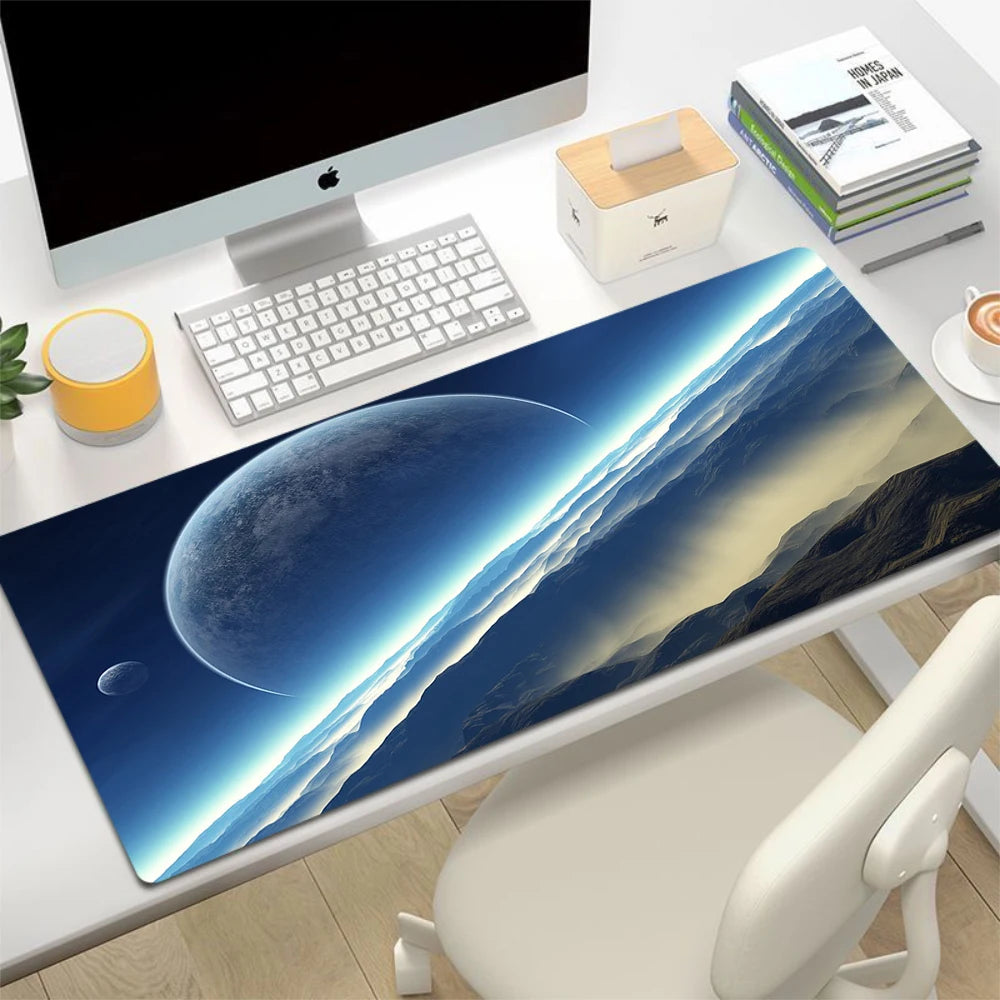 Space Earth Starry Sky Mouse Pad Gamer Pc Gaming Accessories Rubber Mat XXL Space Deskmat Keyboard Cabinet Mause Laptops Mats