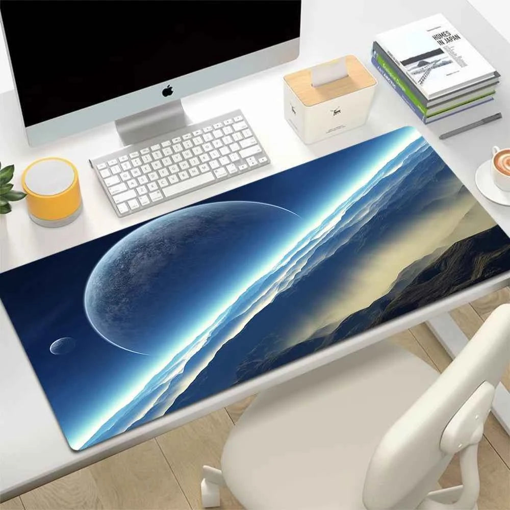 Space Earth Starry Sky Mouse Pad Gamer Pc Gaming Accessories Rubber Mat XXL Space Deskmat Keyboard Cabinet Mause Laptops Mats