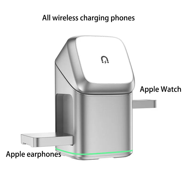 Qi2 15W 3-in-1 Magnetic Wireless Charger Stand Fast Charging For iPhone 14 15 16 17/AirPods Charger Touch Auto Rotation