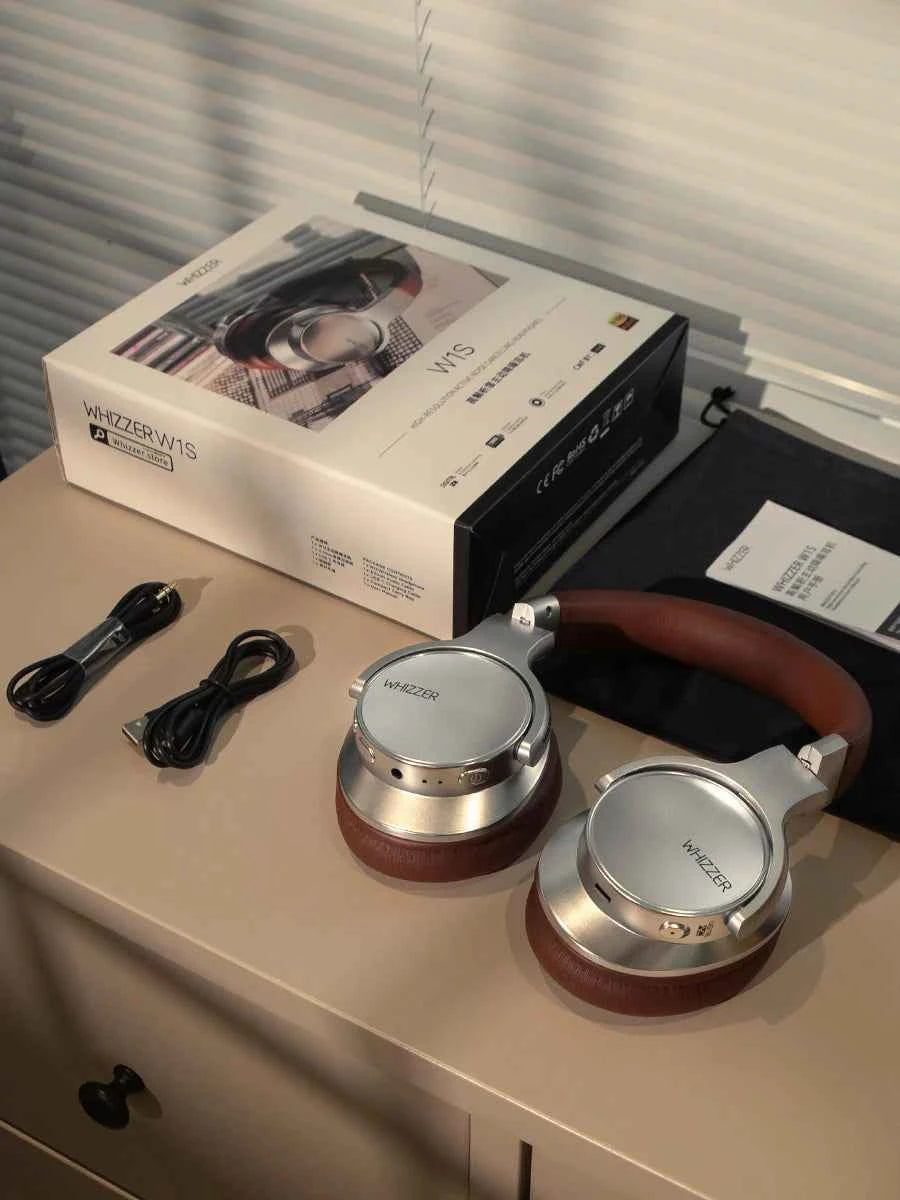 WHIZZER W1S ANC Active Noise Cancelling Headphones Bluetooth 5.3 Hi-Res Audio Wired Wireless Dual Mode HiFi Stereo Headset