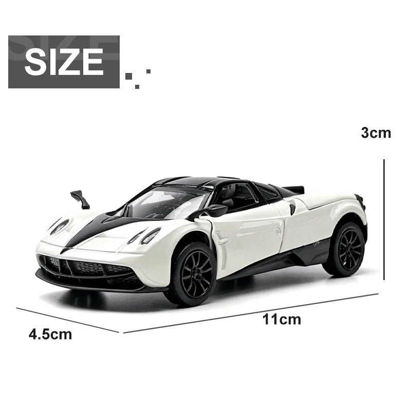 1:43 Alloy 3 Doors Open HUAYRA Die Cast Model Race Car Toy with Pullback Action Model Car for Collection and Ornament  Gift