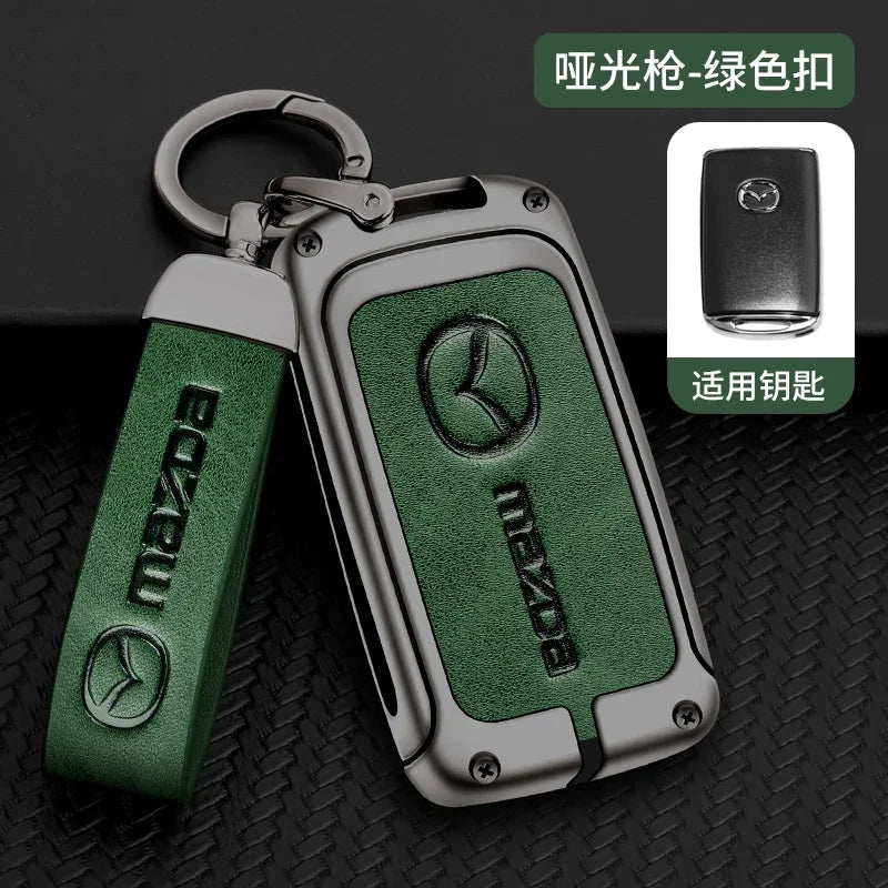 Metal&Leather Car Key Case Cover Protection For Mazda 3 Alexa BP CX3 CX4 CX5 CX-5 CX8 CX-9 CX-30 CX30 CX50 2020 2022 Accessories