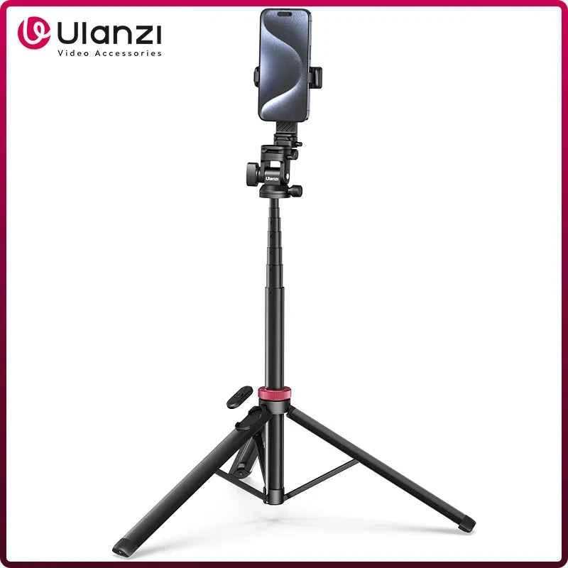 Ulanzi MT-78 1.85M Quick Release Tripod with Remote Phone Holder Cold Shoe Mount 1/4'' for Phone Camera Video Light Flash Mic