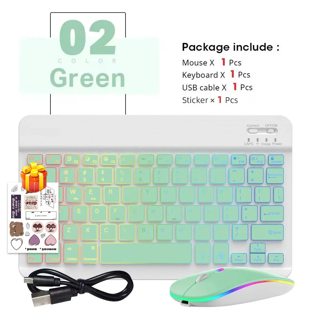 2026 Portable Bluetooth Backlit Keyboard For Xiaomi iPad / iOS Android Windows Tablet Phone Wireless Keyboard With Mouse Spanish