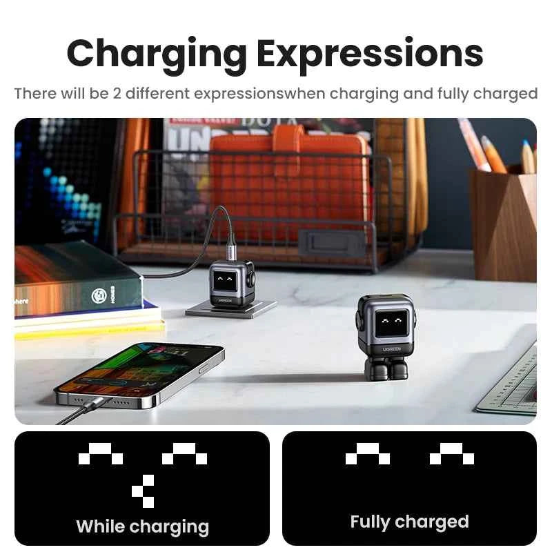 【US Plug】UGREEN 30W 65W GaN Charger Robot Design PD3.0 Fast Charger PPS for iPhone 17 16 Macbook Laptops Samsung XiaomiTablets