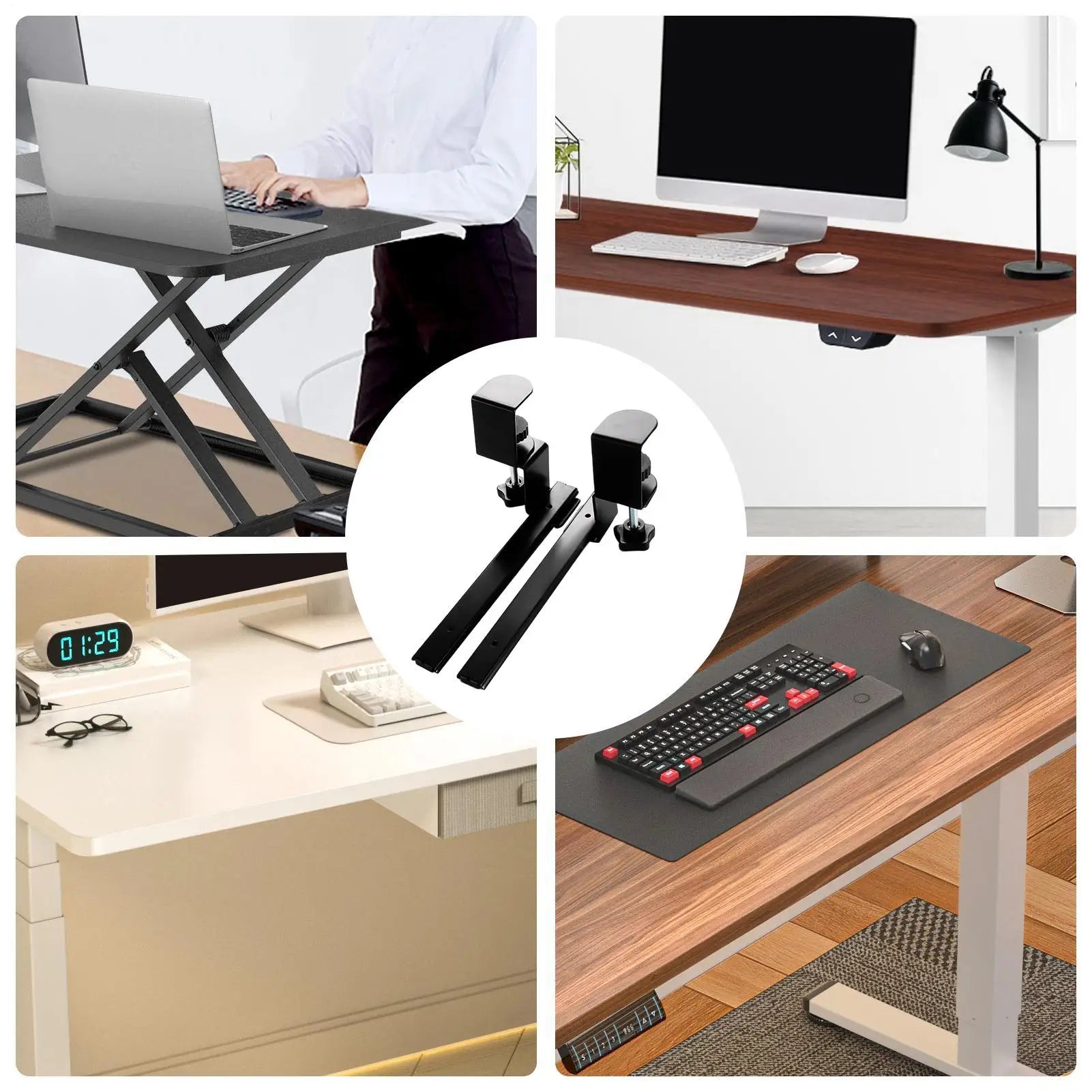 Keyboard Rails Under Desk No Drill Adjustable Rail Extender Sliding Keyboard Tray Under Desk For Computer Stand Office Bedroom
