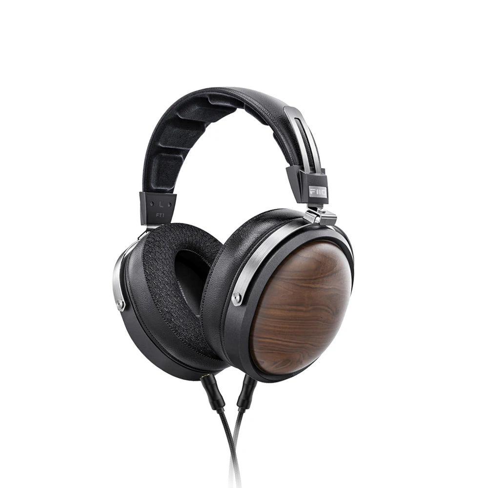FiiO FT1-New version Closed-Back Over-Ear  Fiber Composite Diaphragm Wired Hi-Fi Headphones, American walnut Ear Cups for Studio