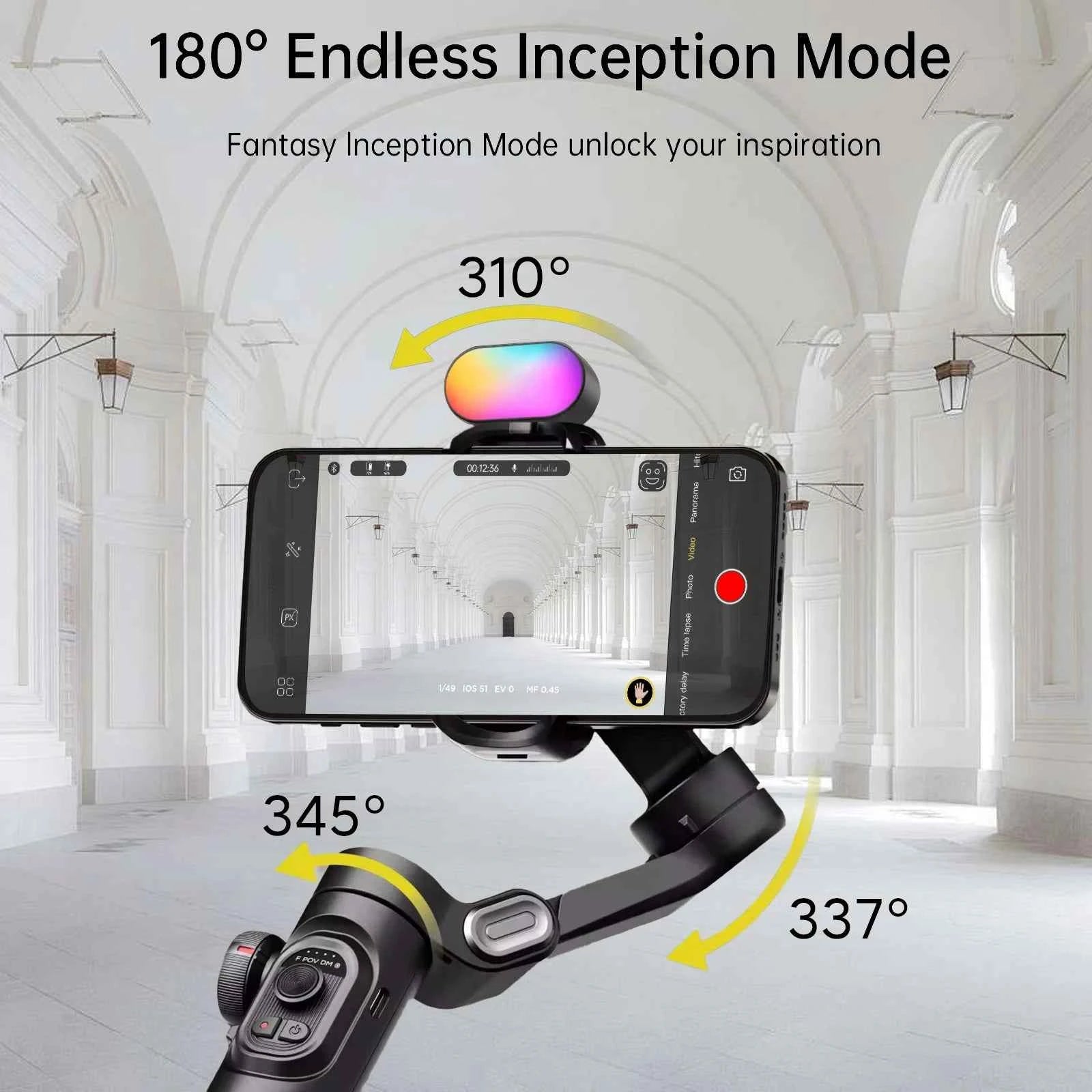 AOCHUAN Smart XE Kit Gimbal Stabilizer for Smartphone iPhone Video Recording Magnetic Fill Light 3-Axis Foldable Android Gimble