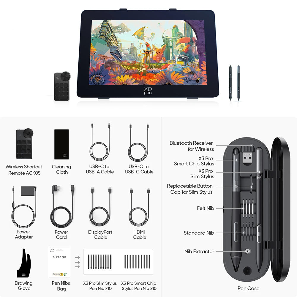 XPPen 4K Artist Pro 24 (Gen 2)  Graphics Tablet Monitor 23.8 Inch Calman Verifed Display Dual 16K Levels Stylus Support 60 Tilt