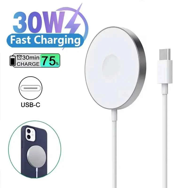 30W Magnetic Chargers Type C Fast Wireless Charger Pad Stand For Magsafe IPhone 17 16 15 14 13 12 Pro Max PD Phone Charging Dock