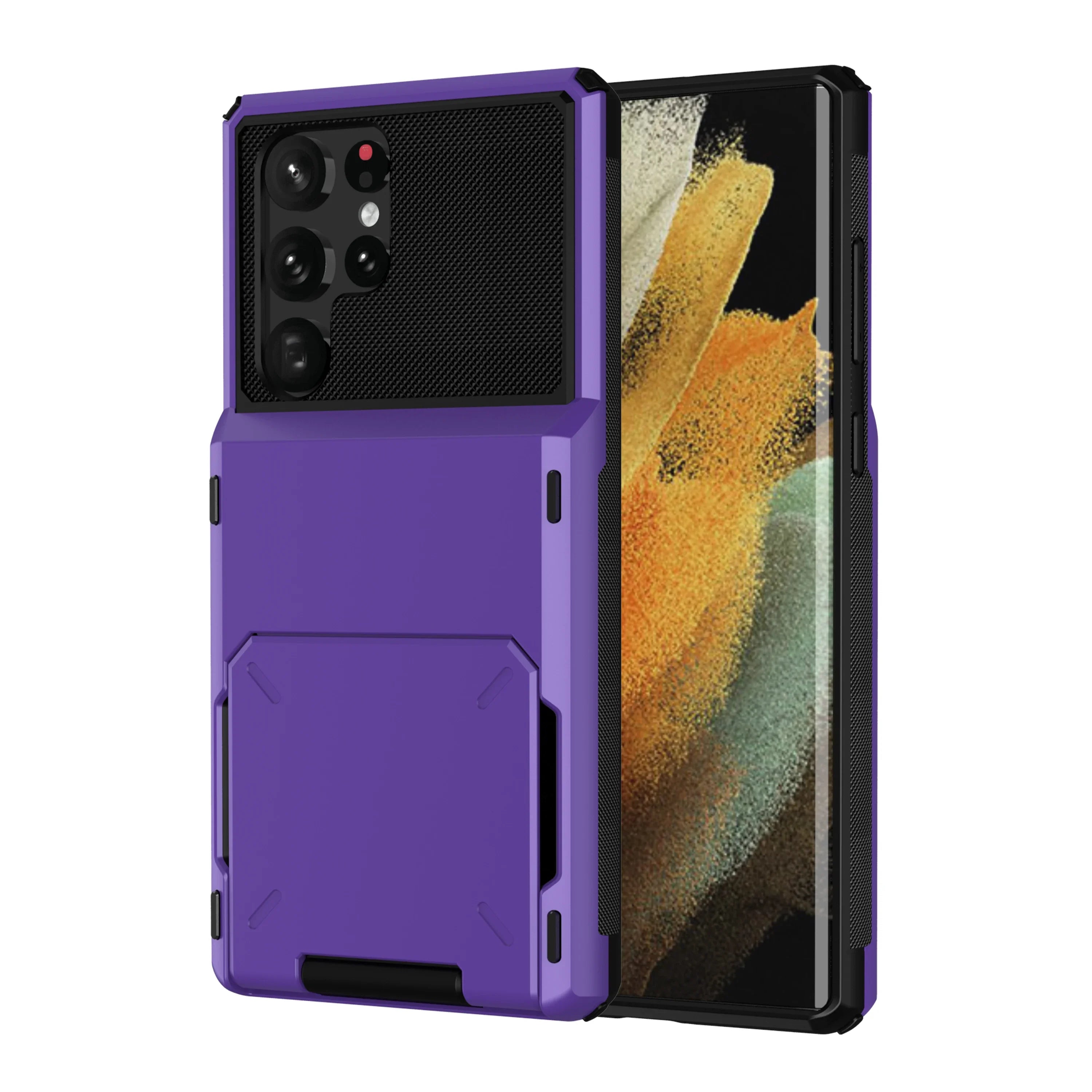 For Samsung S25 Edge S24 S23 S22 Ultra S21 Wallet Case Flip Cover Card Holder Pocket Dual Layer Protective Full-Body Hard Bumper