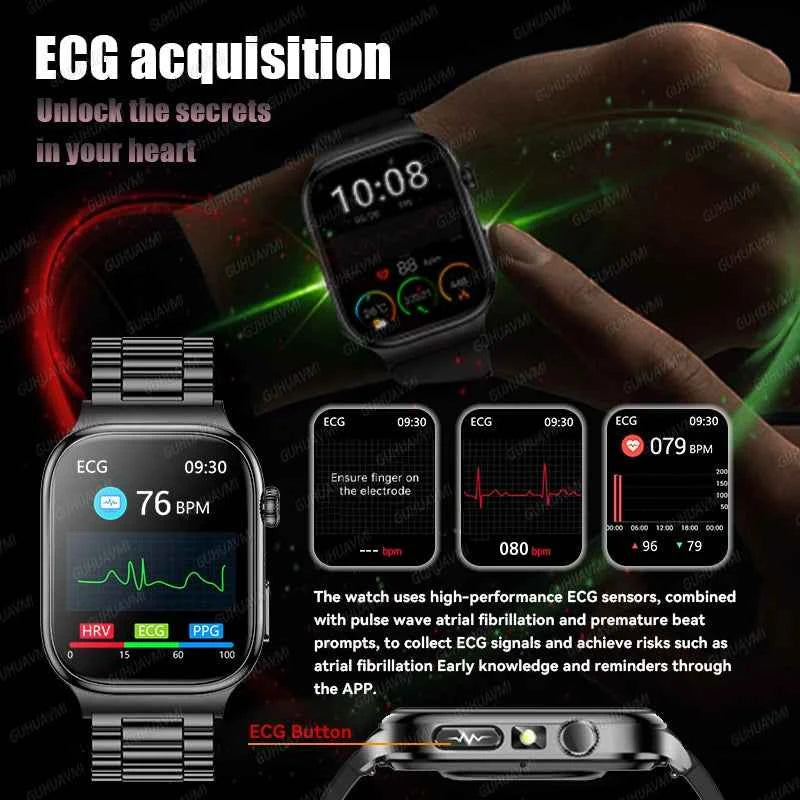 2026New Smart Watch Men Women AI Human Health diagnosis ECG+HRV Blood Pressure Uric acid Blood lipid Bluetooth Call Smartwatch