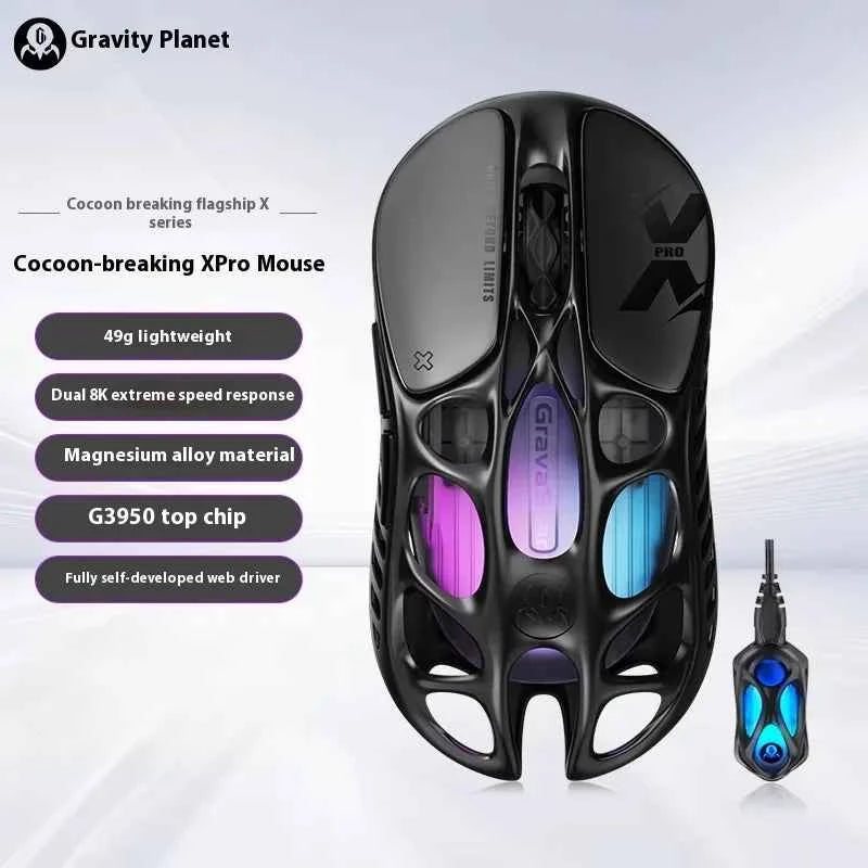 Gravastar X/X Pro Wireless Mouse Paw3950 8K Magnesium Alloy E-sports Tri-Mode Bluetooth RGB Gaming Mouse Lightweight Custom