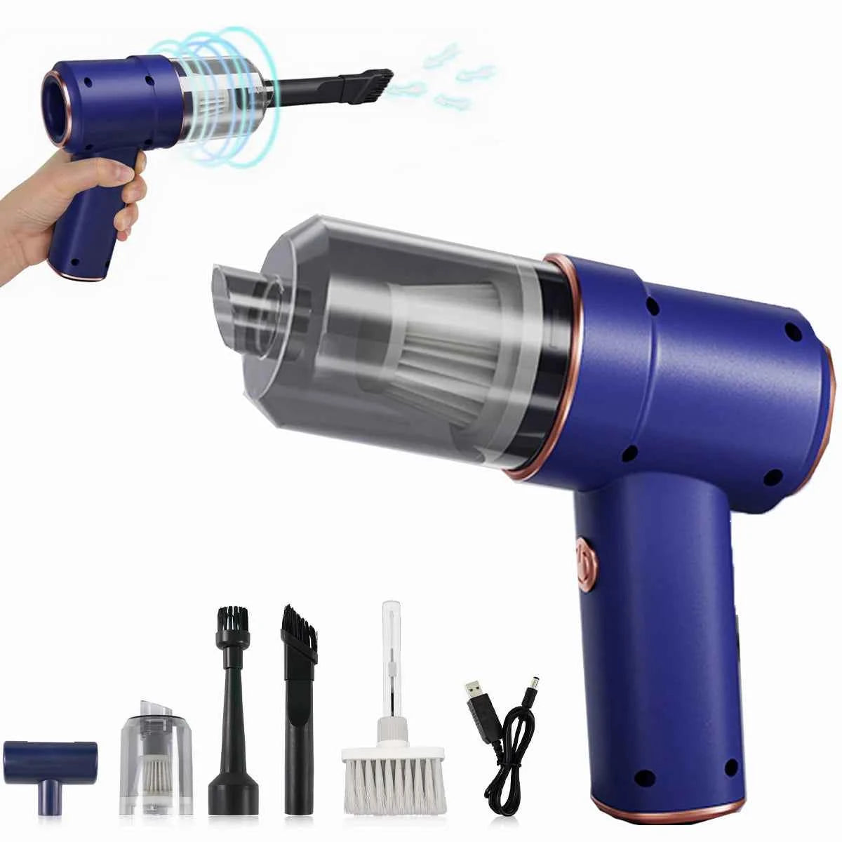 4000mAh Portable Compressed Air Duster Multi Air Blower & Vacuum Cleaner Cordless Duster Blower for Keyboard Computer Cleaning