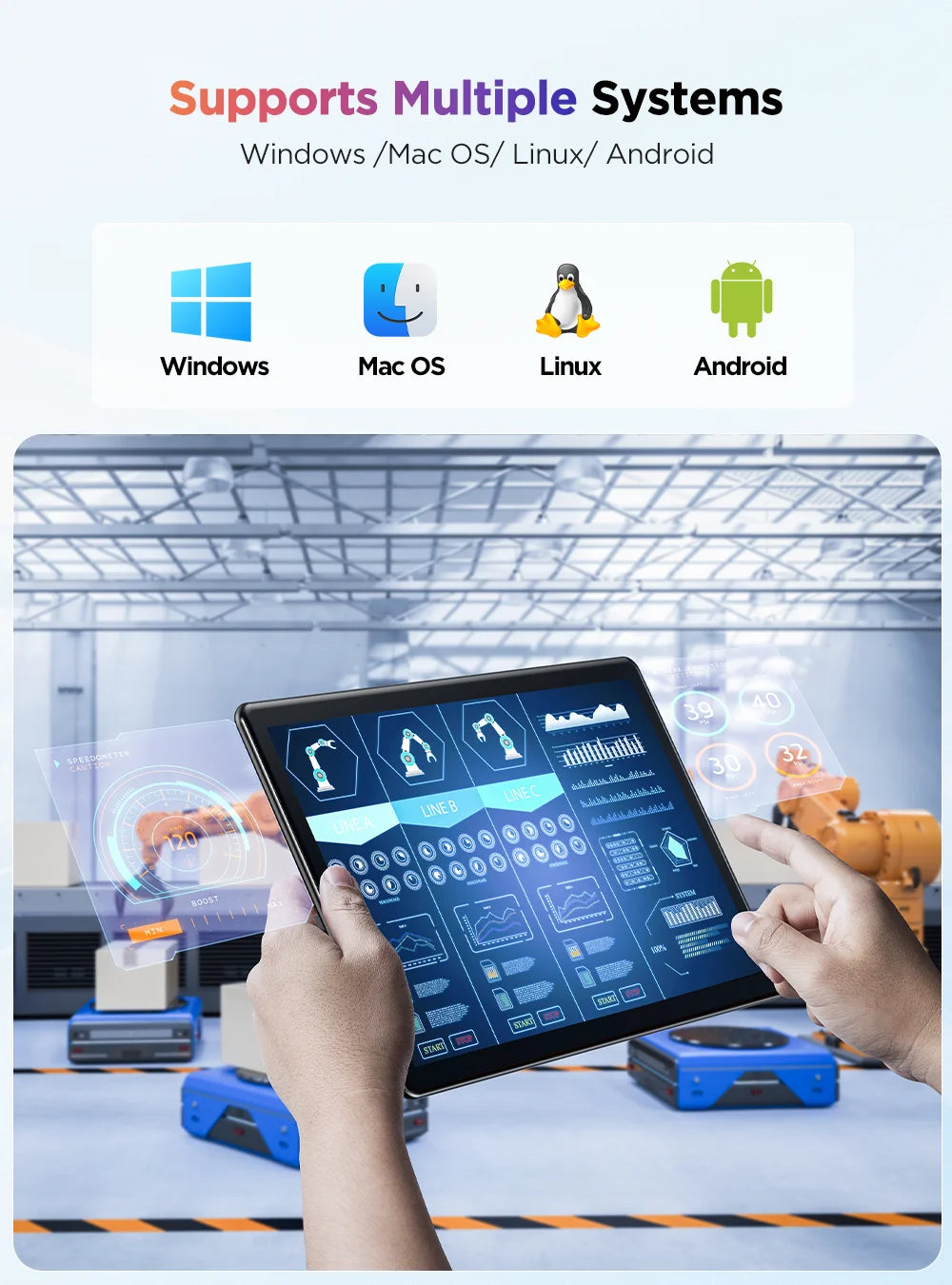 UPERFECT 15.6“ Portable Monitor Touch Screen with 2000:1 Full HD Screen Integrated Stand & DVI VGA HDMI USB C External Dispaly