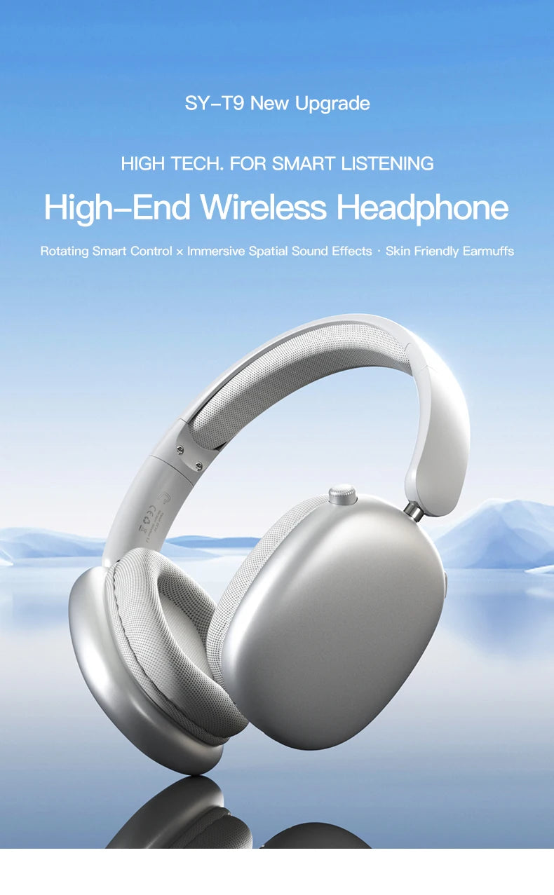 Wireless Bluetooth Headphones Over-Ear, Hi-Res Audio, Sport Headphone, Foldable Stereo, Travel Headphones, Silver