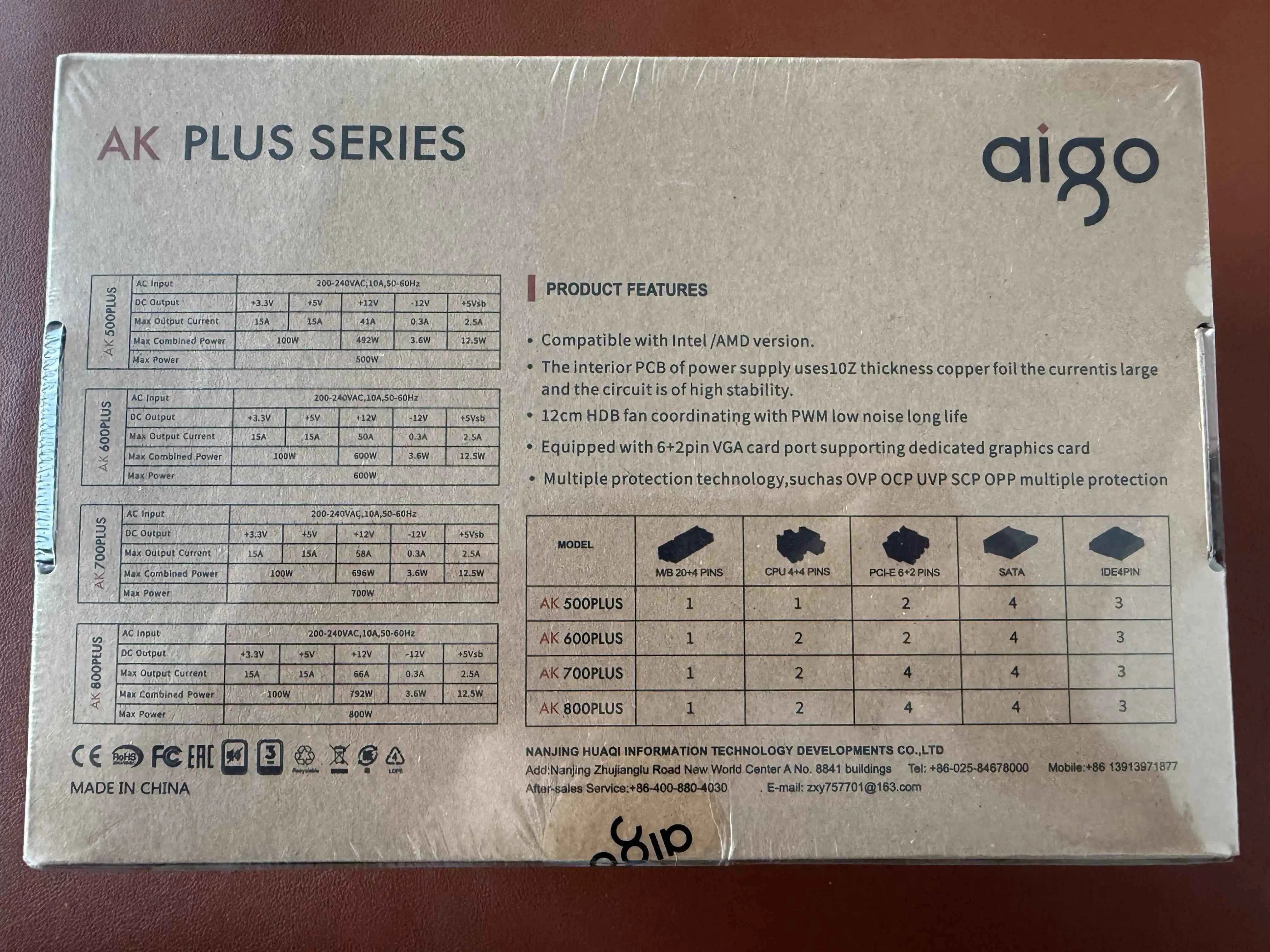 Aigo AK PC PSU Power Supply Unit 500W 600W 700W 800W 1000W Gaming 120mm RGB Fan 220V ATX Desktop computer Power Supply for BTC