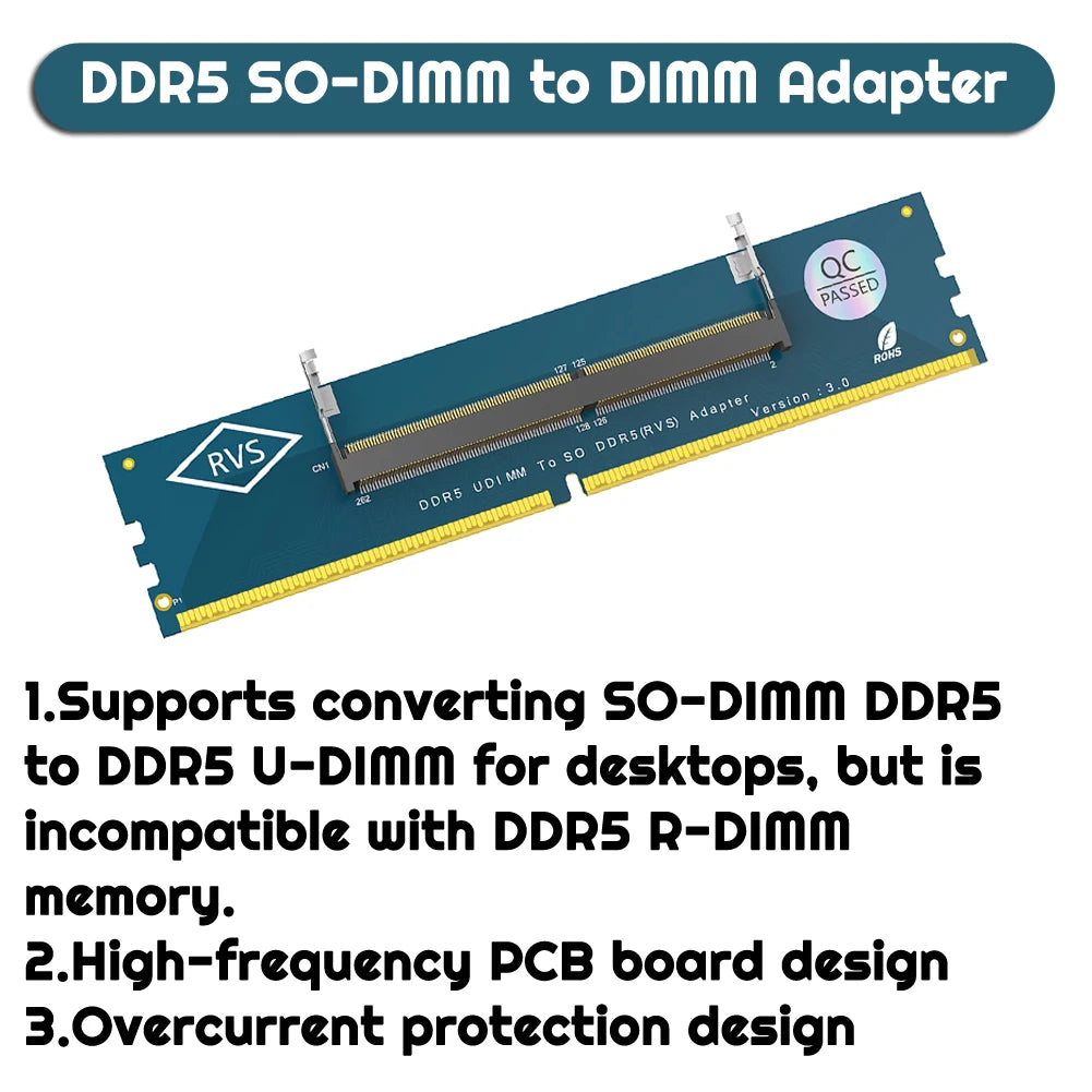 Laptop SO DDR5 RAM To Desktop DDR5 U-DIMM Adapter  Memory Card Converter  Laptop To Desktop SO-DIMM To PC DIMM Card